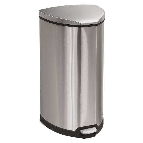 Safco 10 Gallon Step-On Trash Receptacle, Stainless Steel
